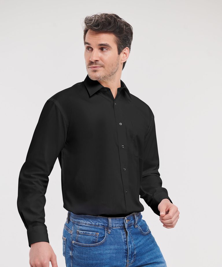 Russell Collection &#8211; Long Sleeve Pure Cotton Easycare Poplin Shirt J936M, Vivid Promotion Workwear