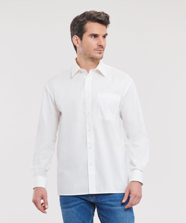 Alternative view of Russell Collection - Long Sleeve Pure Cotton Easycare Poplin Shirt J936M