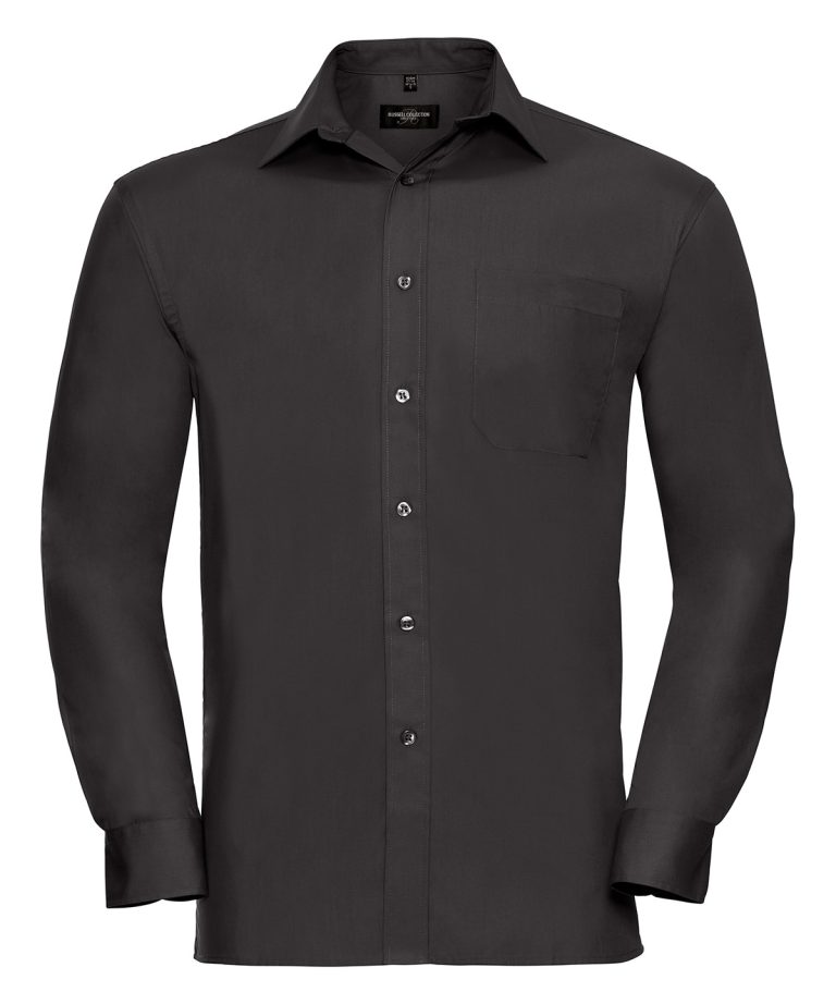 Russell Collection &#8211; Long Sleeve Pure Cotton Easycare Poplin Shirt J936M, Vivid Promotion Workwear