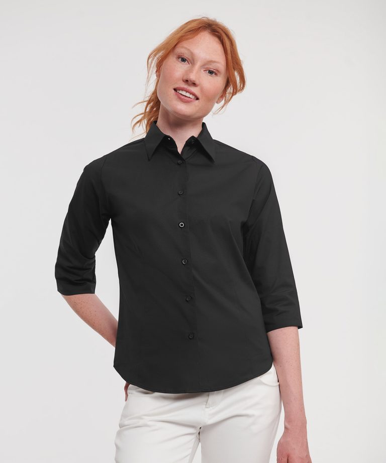 Russell Collection &#8211; Womens  Sleeve Easycare Fitted Shirt J946F, Vivid Promotion Workwear