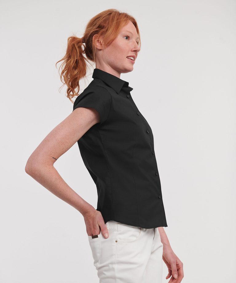 Russell Collection &#8211; Womens Short Sleeve Easycare Fitted Stretch Shirt J947F, Vivid Promotion Workwear