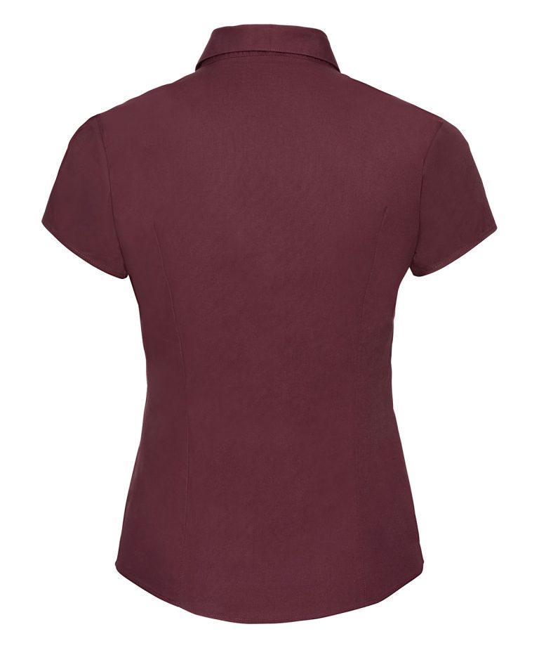 Russell Collection &#8211; Womens Short Sleeve Easycare Fitted Stretch Shirt J947F, Vivid Promotion Workwear