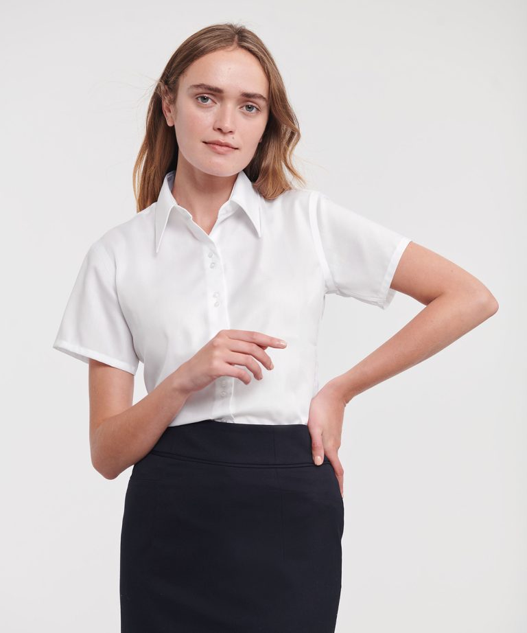 Russell Europe &#8211; Womens Short Sleeve Ultimate Non &#8211; Iron Shirt J957F, Vivid Promotion Workwear