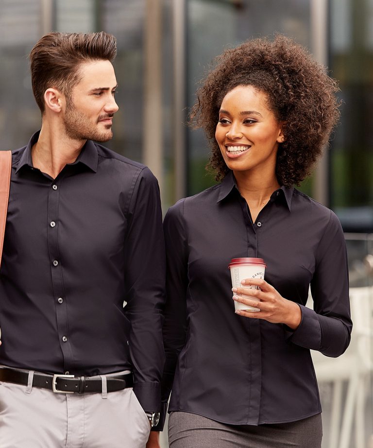 Russell Collection &#8211; Womens Long Sleeve Ultimate Stretch Shirt J960F, Vivid Promotion Workwear