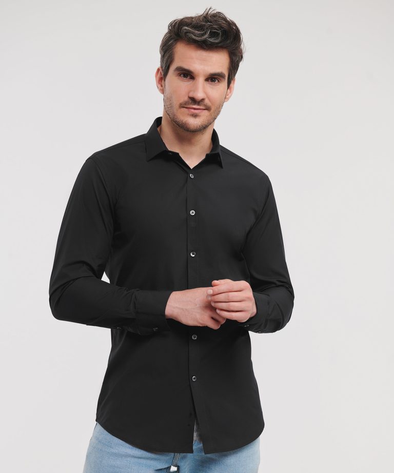 Russell Collection &#8211; Long Sleeve Ultimate Stretch Shirt J960M, Vivid Promotion Workwear