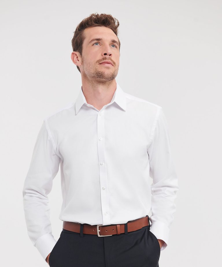 Russell Collection &#8211; Long Sleeve Herringbone Shirt J962M, Vivid Promotion Workwear