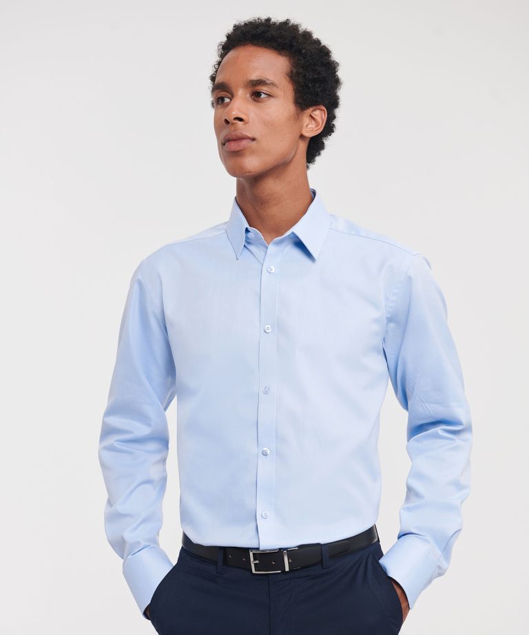 Russell Collection - Long Sleeve Herringbone Shirt J962M
