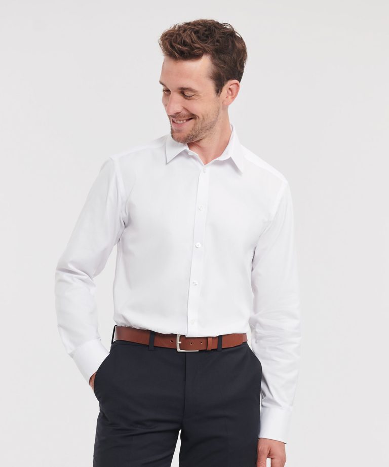 Alternative view of Russell Collection - Long Sleeve Herringbone Shirt J962M