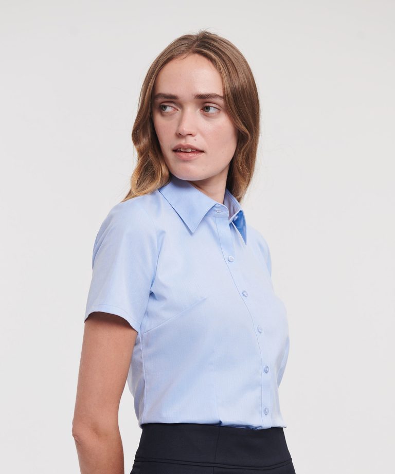 Russell Collection &#8211; Womens Short Sleeve Herringbone Shirt J963F, Vivid Promotion Workwear