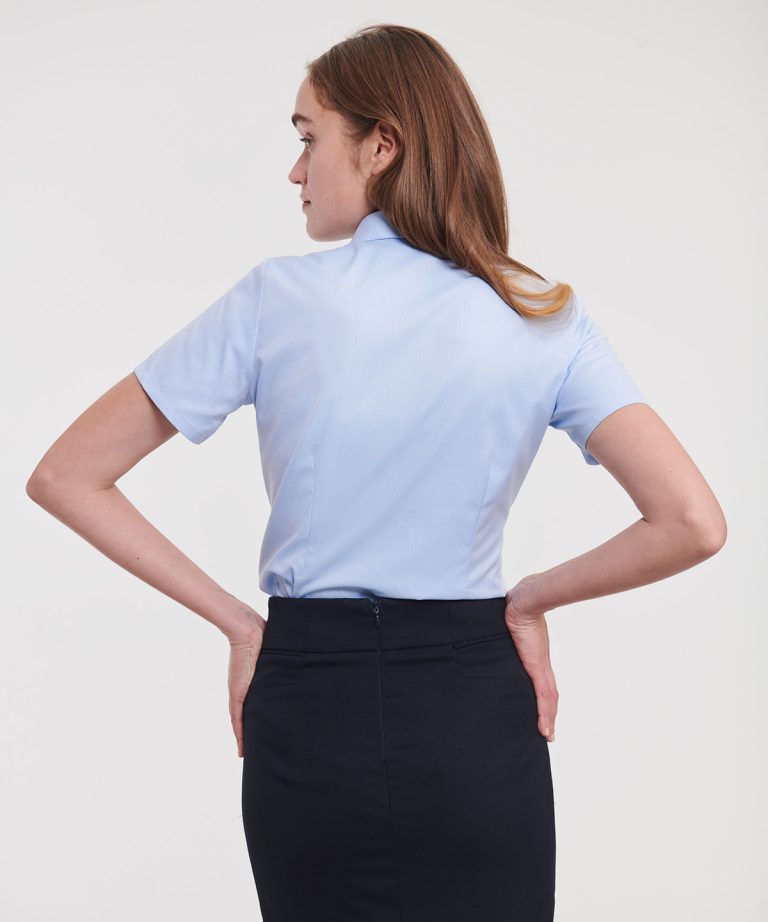 Russell Collection &#8211; Womens Short Sleeve Herringbone Shirt J963F, Vivid Promotion Workwear