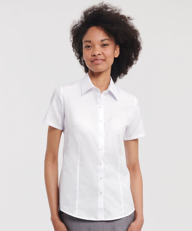 Russell Collection - Womens Short Sleeve Herringbone Shirt J963F