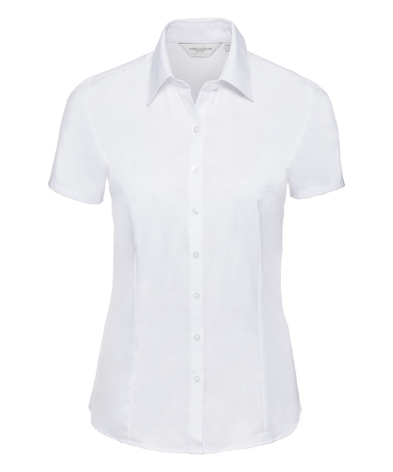 Russell Collection &#8211; Womens Short Sleeve Herringbone Shirt J963F, Vivid Promotion Workwear
