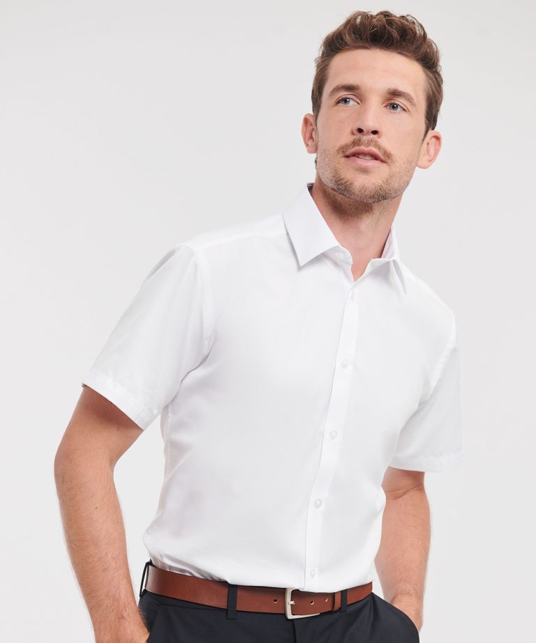 Russell Collection &#8211; Short Sleeve Herringbone Shirt J963M, Vivid Promotion Workwear