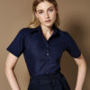 Premier &#8211; Womens Microcheck (Gingham) Short Sleeve Cotton Shirt PR321, Vivid Promotion Workwear
