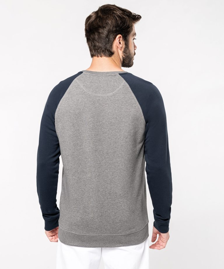 Kariban &#8211; Mens Two &#8211; Tone Organic Crew Neck Raglan Sleeve Sweatshirt KB491, Vivid Promotion Workwear