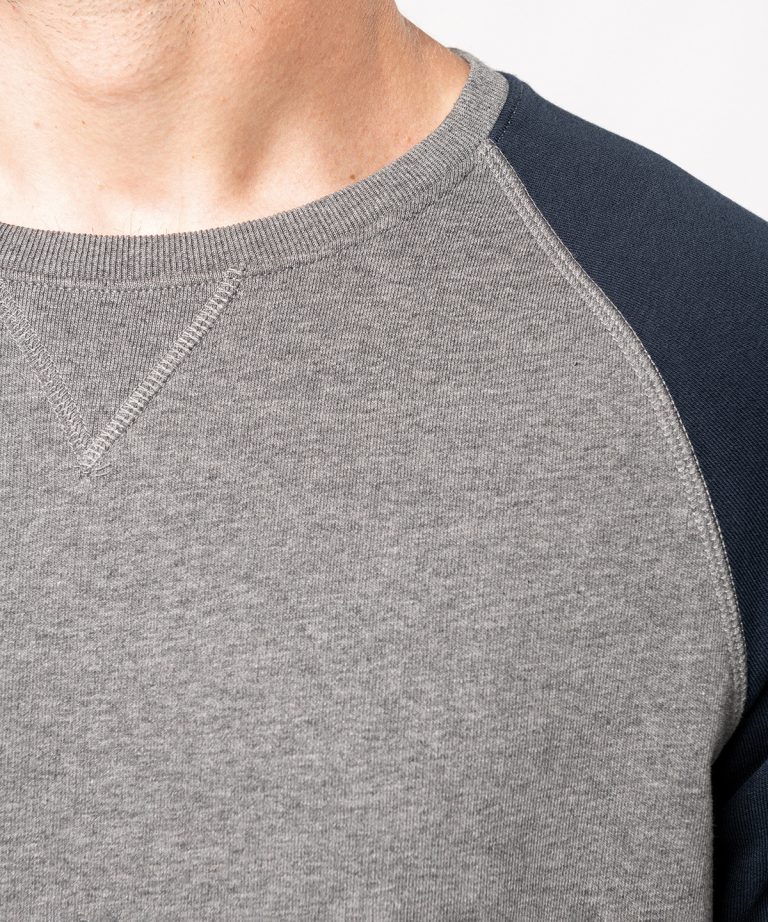 Kariban &#8211; Mens Two &#8211; Tone Organic Crew Neck Raglan Sleeve Sweatshirt KB491, Vivid Promotion Workwear