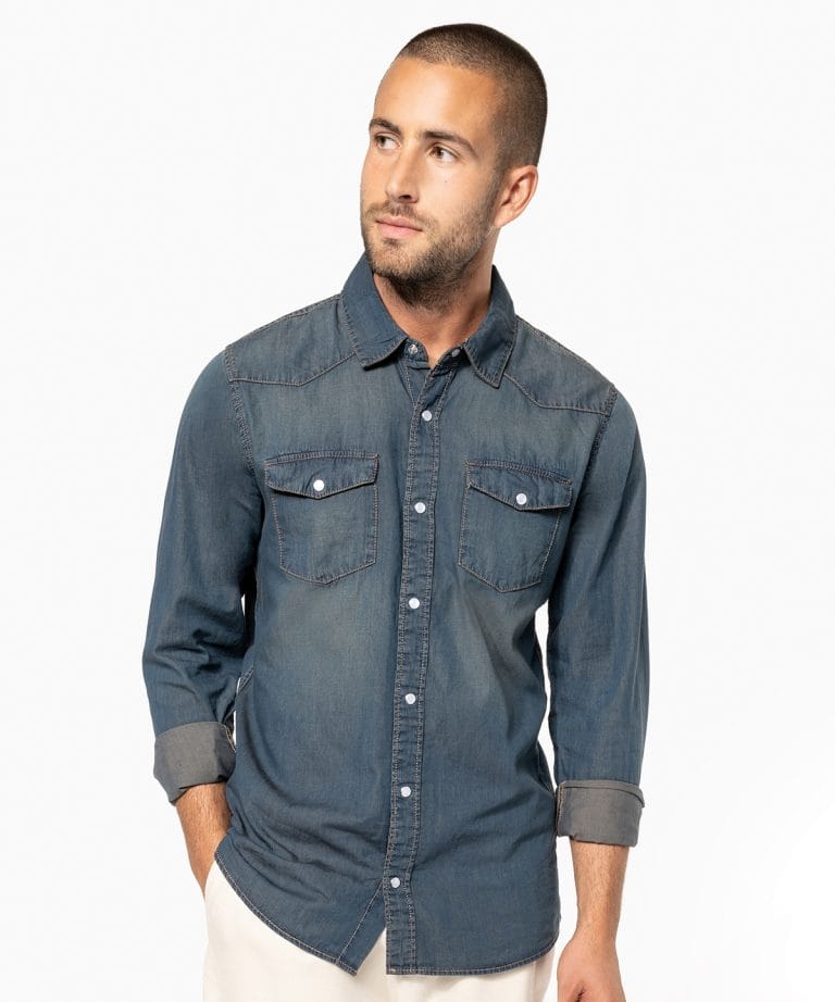 Kariban – Mens Long – Sleeved Denim Shirt KB519, Vivid Promotion Workwear Kariban – Mens Long – Sleeved Denim Shirt KB519, Vivid Promotion Workwear