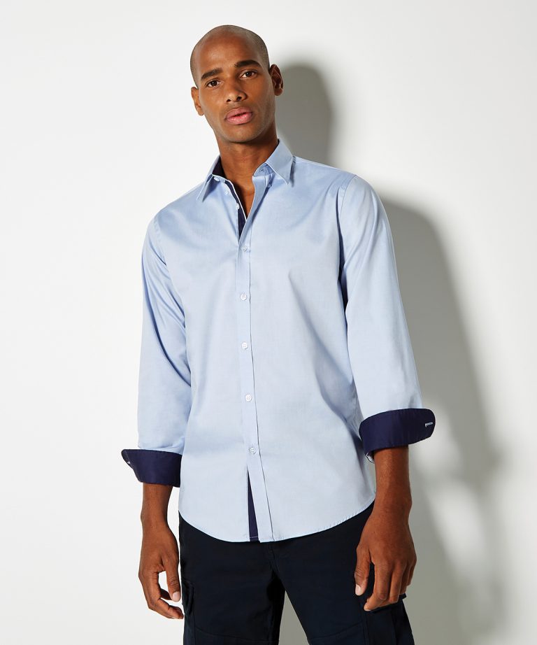 Kustom Kit - Contrast Premium Oxford Shirt (Button - Down Collar) Long - Sleeved (Tailored Fit) KK190