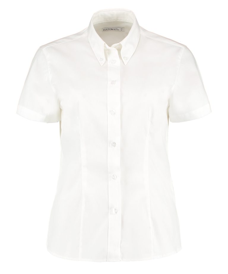Kustom Kit &#8211; Womens Corporate Oxford Blouse Short &#8211; Sleeved (Tailored Fit) KK701, Vivid Promotion Workwear