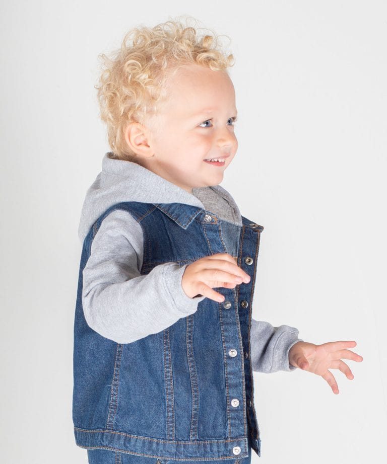 Larkwood - Denim Jacket With Fleece Hood And Sleeves LW750