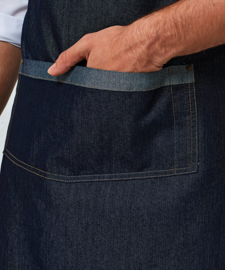 Premier &#8211; Domain Contrast Denim Bib Apron PR127, Vivid Promotion Workwear