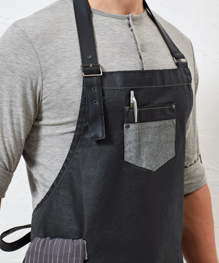 Alternative view of Premier - Division Waxed - Look Denim Bib Apron With Faux Leather PR136