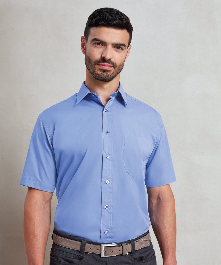 Premier &#8211; Short Sleeve Poplin Shirt PR202, Vivid Promotion Workwear