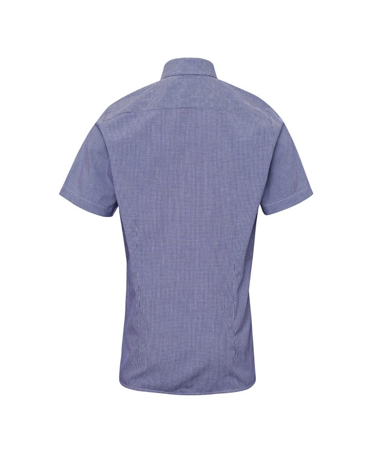 Premier &#8211; Microcheck (Gingham) Short Sleeve Cotton Shirt PR221, Vivid Promotion Workwear