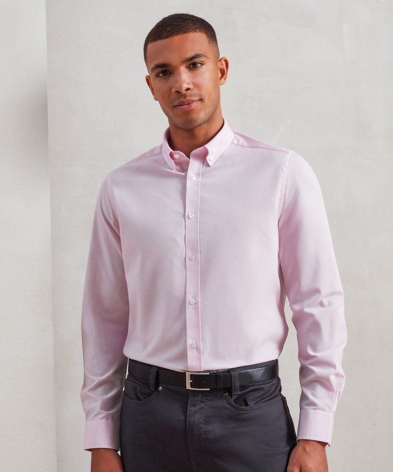 Premier &#8211; Cotton &#8211; Rich Oxford Stripes Shirt PR238, Vivid Promotion Workwear