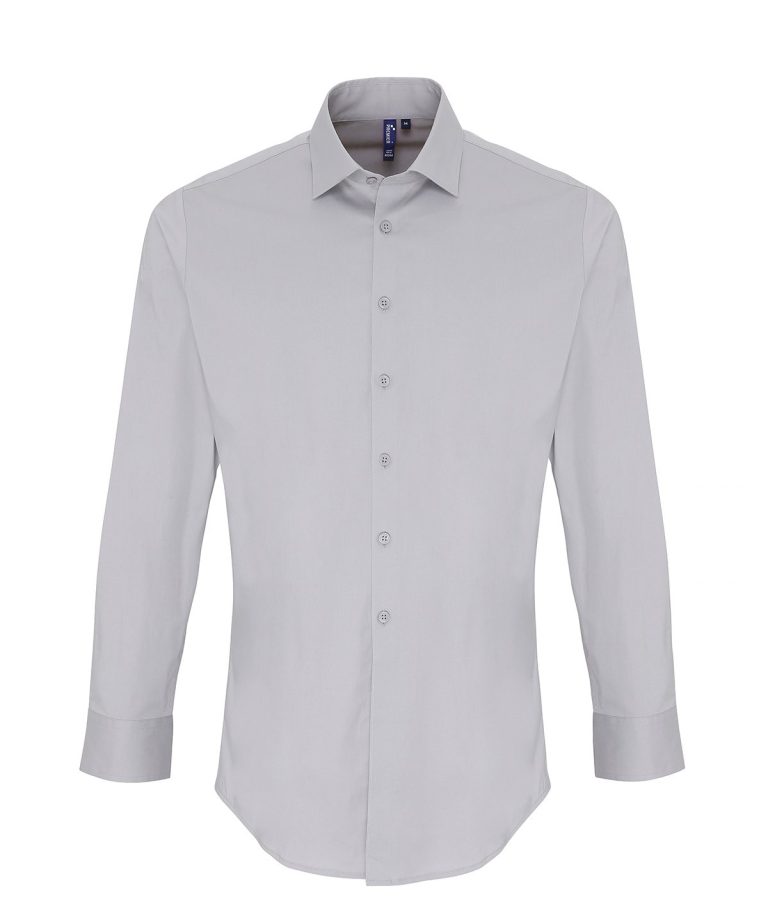 Premier &#8211; Stretch Fit Cotton Poplin Long Sleeve Shirt PR244, Vivid Promotion Workwear