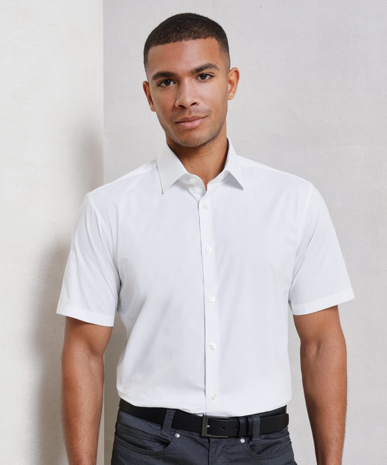 Premier &#8211; Stretch Fit Cotton Poplin Short Sleeve Shirt PR246, Vivid Promotion Workwear