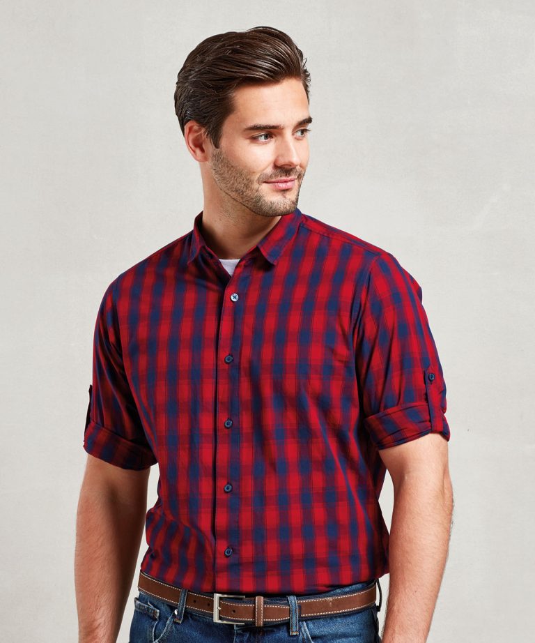 Premier &#8211; Mulligan Check Cotton Long Sleeve Shirt PR250, Vivid Promotion Workwear