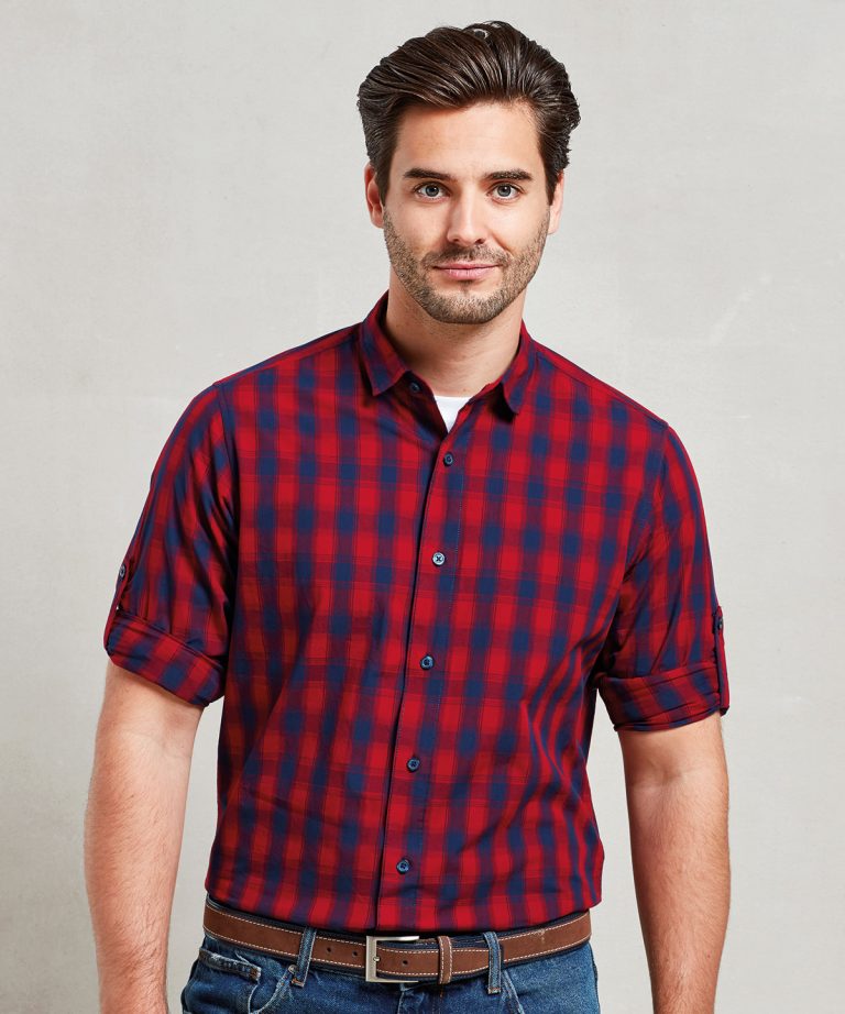 Premier &#8211; Mulligan Check Cotton Long Sleeve Shirt PR250, Vivid Promotion Workwear