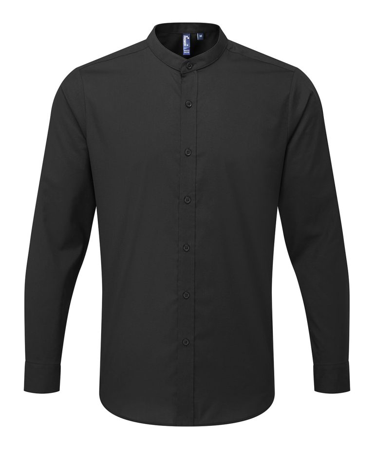 Premier &#8211; Banded Collar Grandad Long Sleeve Shirt PR258, Vivid Promotion Workwear