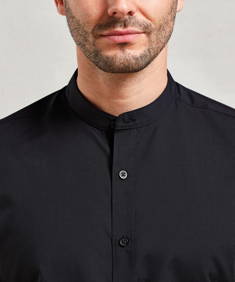 Premier - Banded Collar Grandad Long Sleeve Shirt PR258