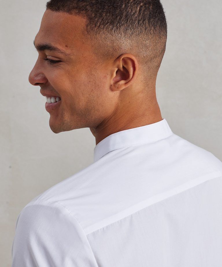 Premier &#8211; Banded Collar Grandad Long Sleeve Shirt PR258, Vivid Promotion Workwear
