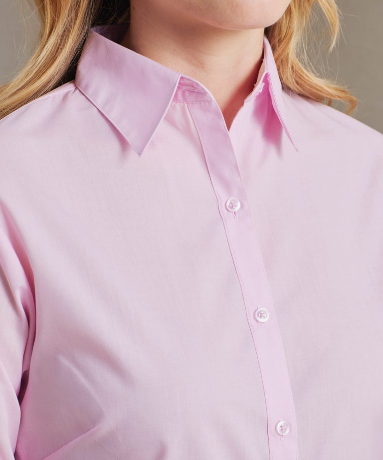 Premier &#8211; Womens Poplin Long Sleeve Blouse PR300, Vivid Promotion Workwear