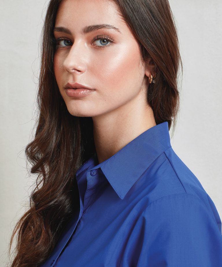 Premier &#8211; Womens Poplin Long Sleeve Blouse PR300, Vivid Promotion Workwear