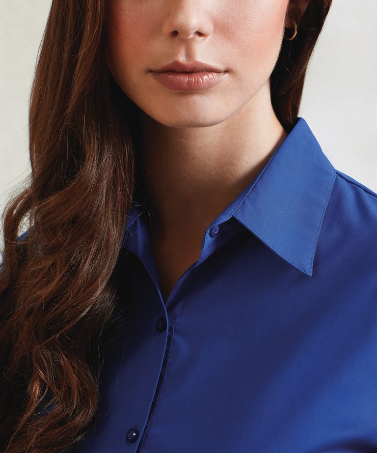 Premier &#8211; Womens Poplin Long Sleeve Blouse PR300, Vivid Promotion Workwear