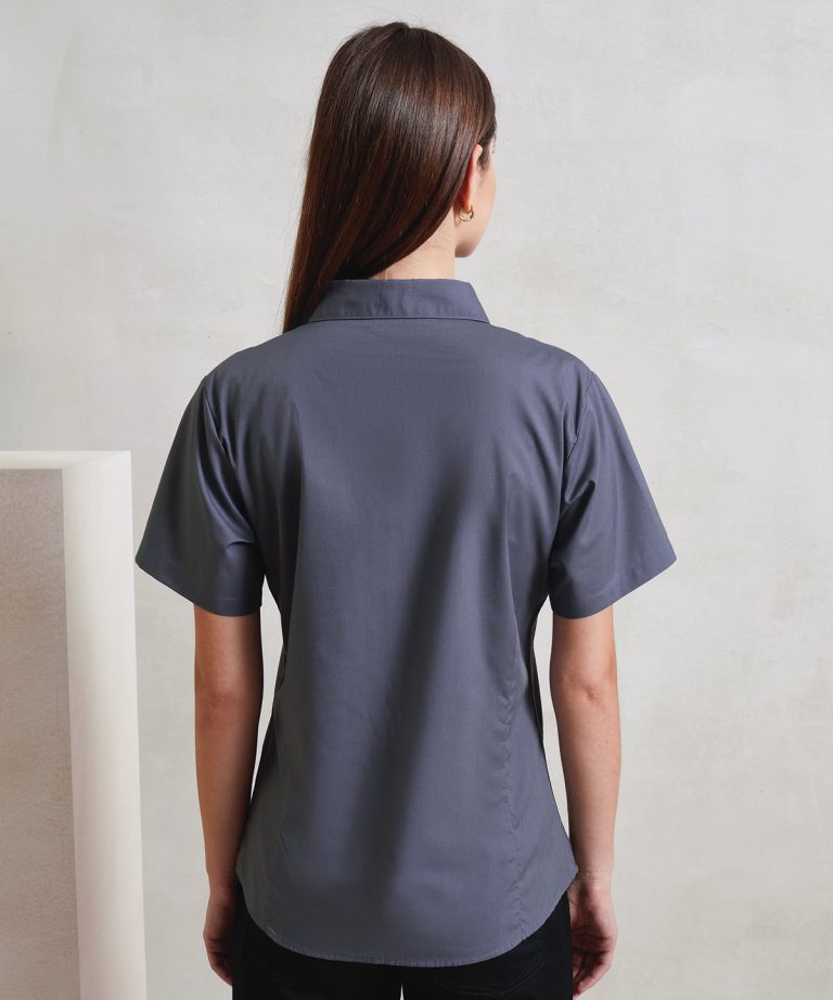 Premier &#8211; Womens Short Sleeve Poplin Blouse PR302, Vivid Promotion Workwear