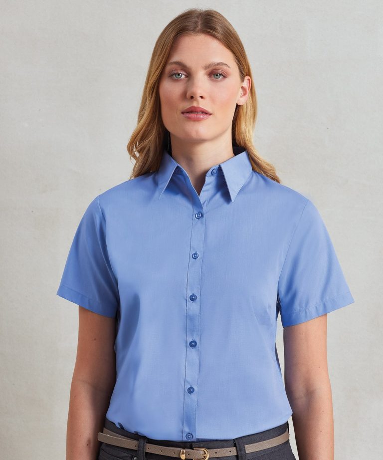 Premier &#8211; Womens Short Sleeve Poplin Blouse PR302, Vivid Promotion Workwear