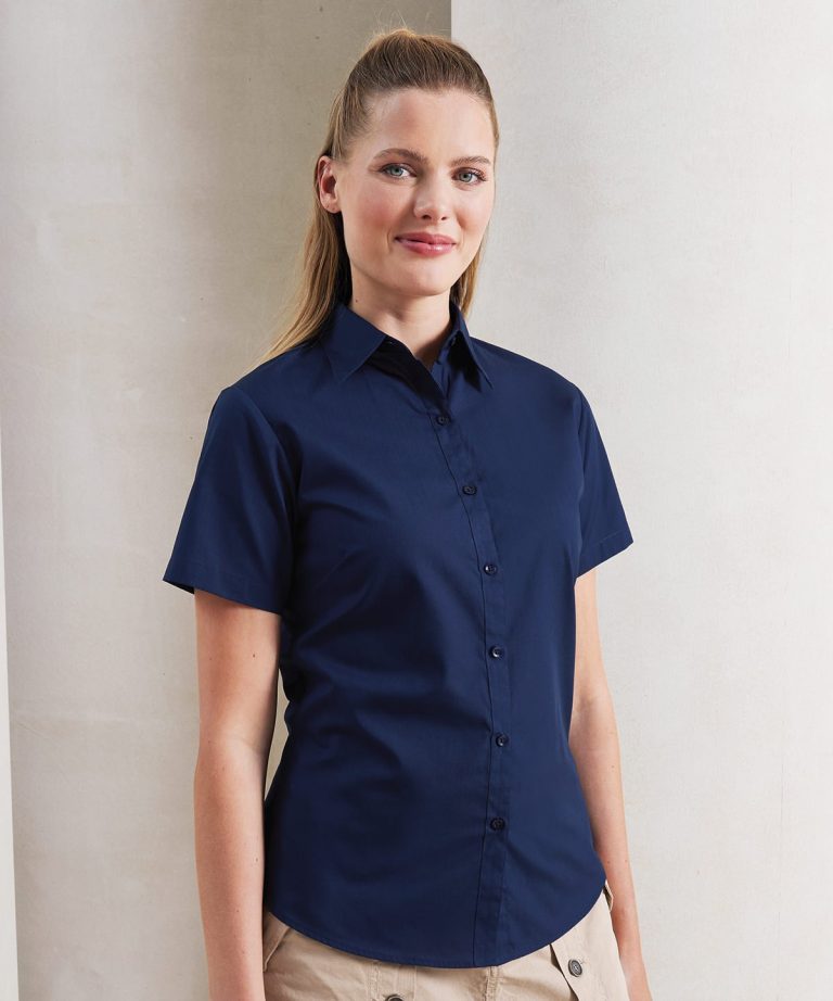 Premier &#8211; Womens Short Sleeve Poplin Blouse PR302, Vivid Promotion Workwear