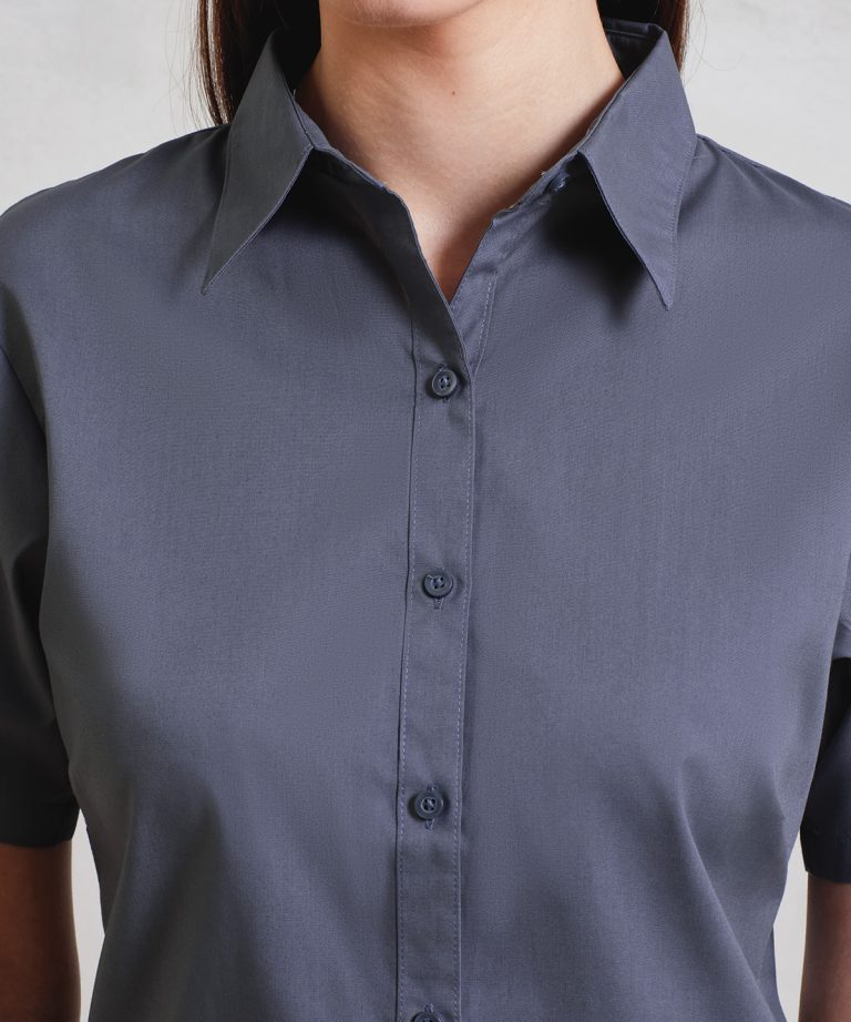 Alternative view of Premier - Womens Short Sleeve Poplin Blouse PR302