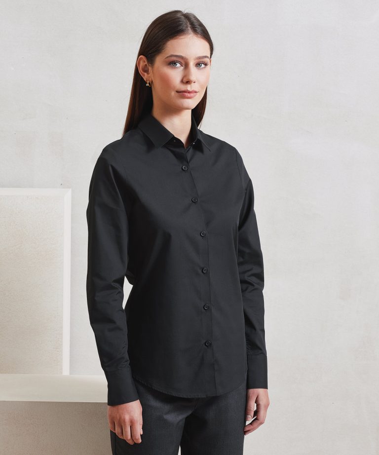 Premier &#8211; Womens Long Sleeve Recyclight Poplin Shirt PR303, Vivid Promotion Workwear