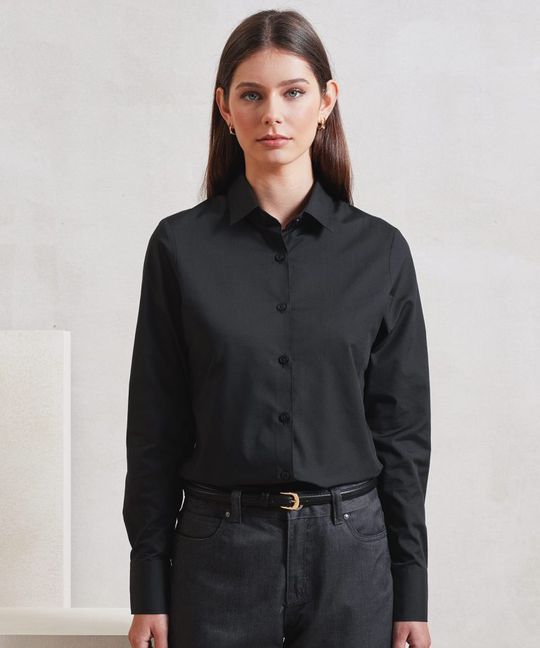 Premier &#8211; Womens Long Sleeve Recyclight Poplin Shirt PR303, Vivid Promotion Workwear