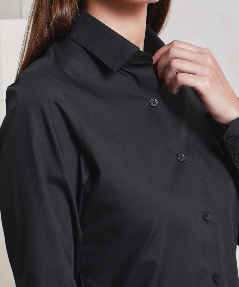 Premier &#8211; Womens Long Sleeve Recyclight Poplin Shirt PR303, Vivid Promotion Workwear