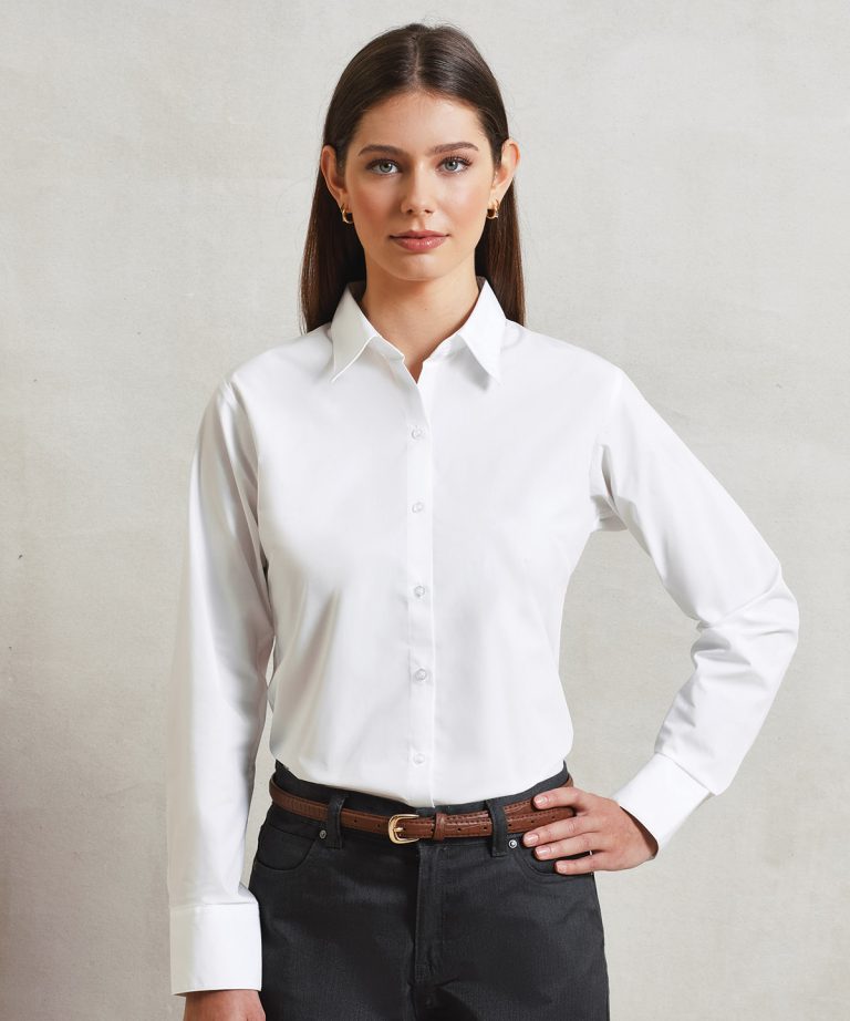 Alternative view of Premier - Womens Supreme Poplin Long Sleeve Shirt PR307