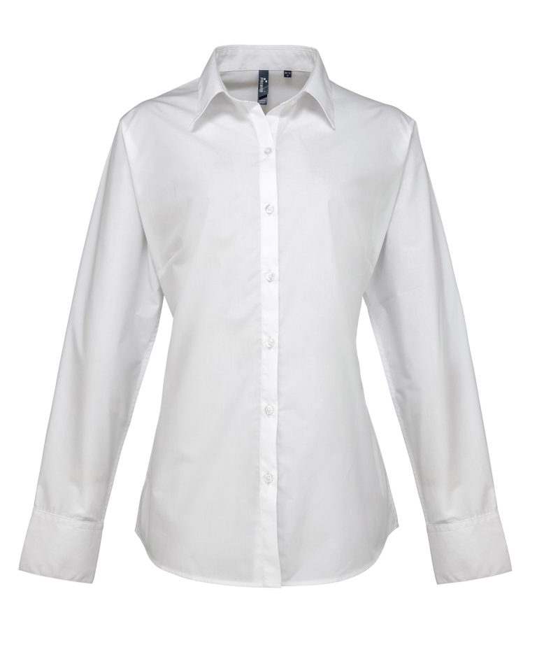 Premier &#8211; Womens Supreme Poplin Long Sleeve Shirt PR307, Vivid Promotion Workwear