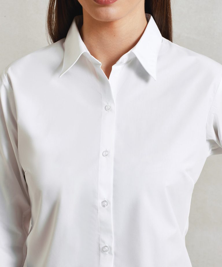 Premier &#8211; Womens Supreme Poplin Long Sleeve Shirt PR307, Vivid Promotion Workwear