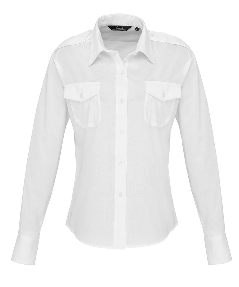 Premier &#8211; Womens Long Sleeve Pilot Shirt PR310, Vivid Promotion Workwear